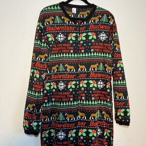 Budweiser Unisex Christmas Onesie Pajamas Size Large